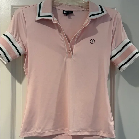 Light Pink Short Sleeve Polo Tee with Contrast Trim - Picture 4 of 6